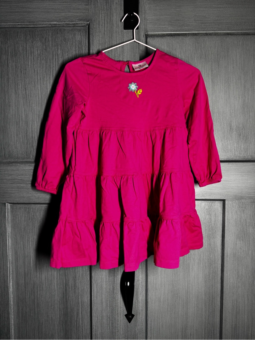Hanna Andersson Girls 110 5-6 Pink Tiered Flower Dress